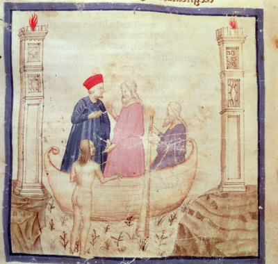 Dante und Virgil (70-19 v. Chr.) auf dem Weg zur Hölle, aus Die Göttliche Komödie von Dante Alighieri (1265-1321) von Italian School